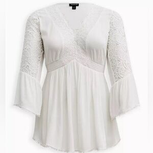 Torrid White Lace Detail Blouse